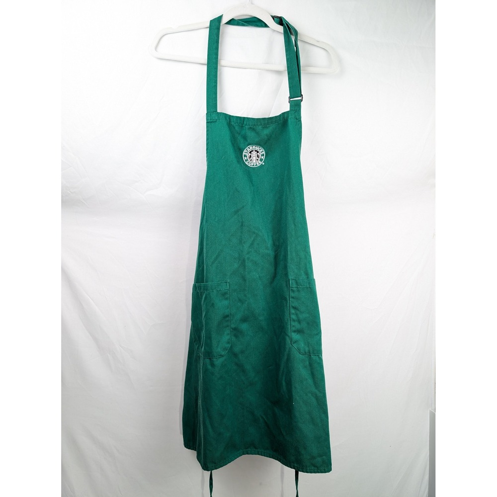 Starbucks 2008 Authentic Barista Apron Green White Pockets Coffee Logo Uniform